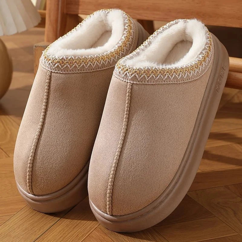 Lavinque Slippers Kaki / 35 Chaussons Hiver Doublés | Marron Caramel | Ultra Chauds & Confort Absolu