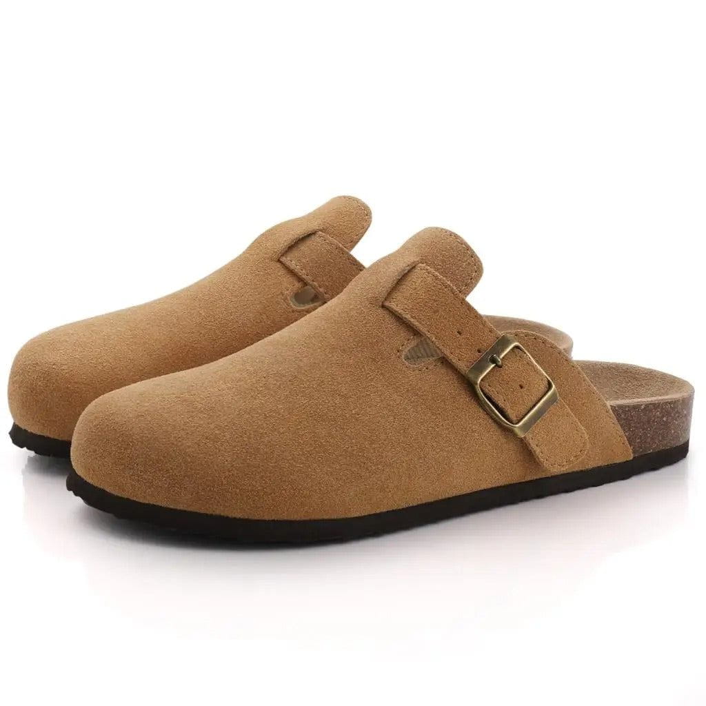 Lavinque Slippers Marron Clair / 36 Sabots en Suédine | Confort & Élégance | Semelle Ergonomique