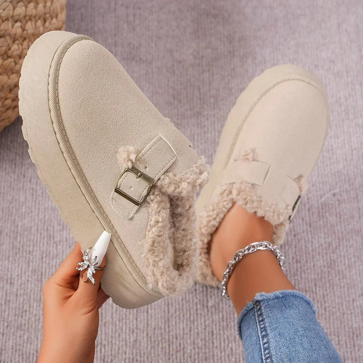 Lavinque Slippers Mules Hiver | Doublure Chaude & Semelle Confort | Cocooning & Style