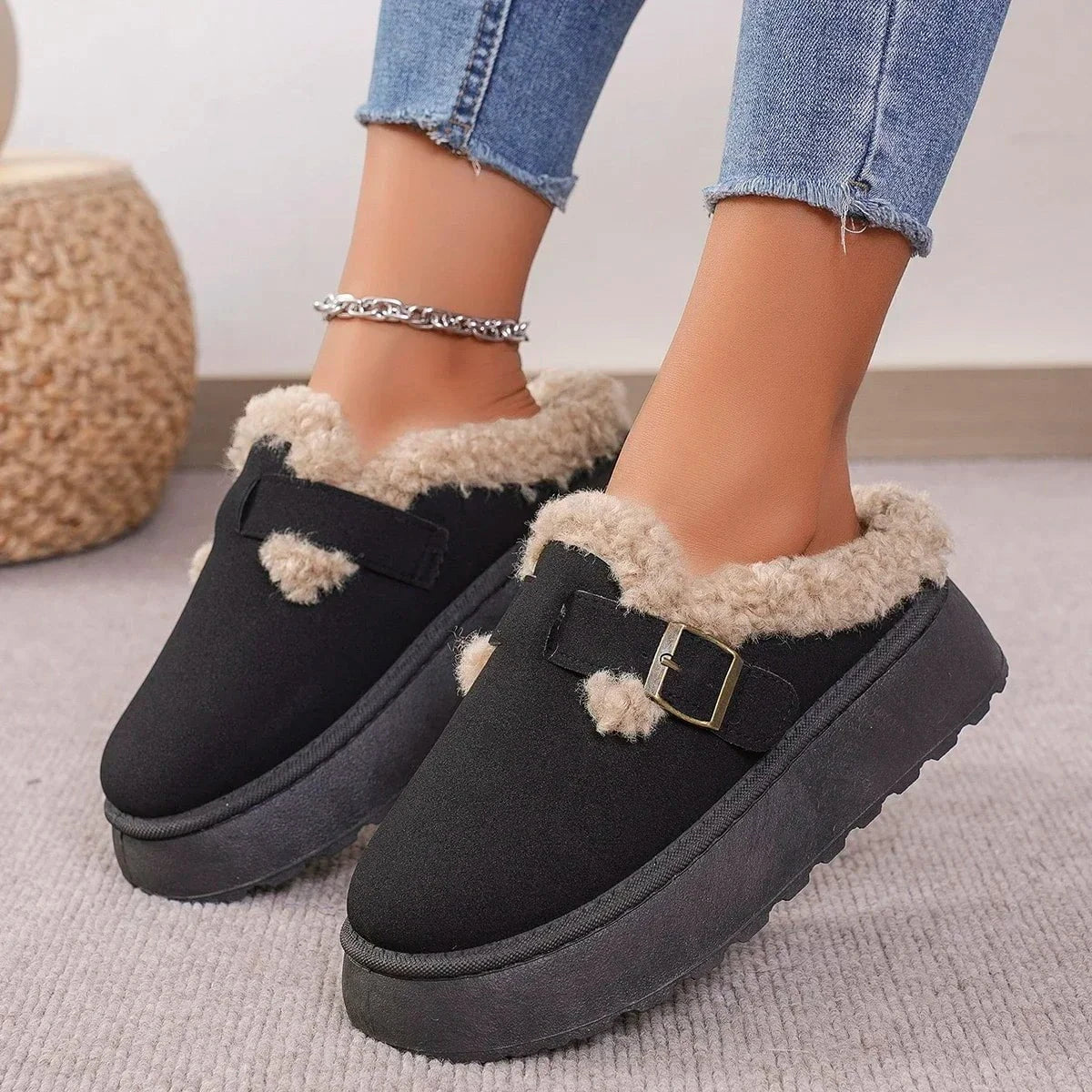 Lavinque Slippers Mules Hiver | Doublure Chaude & Semelle Confort | Cocooning & Style
