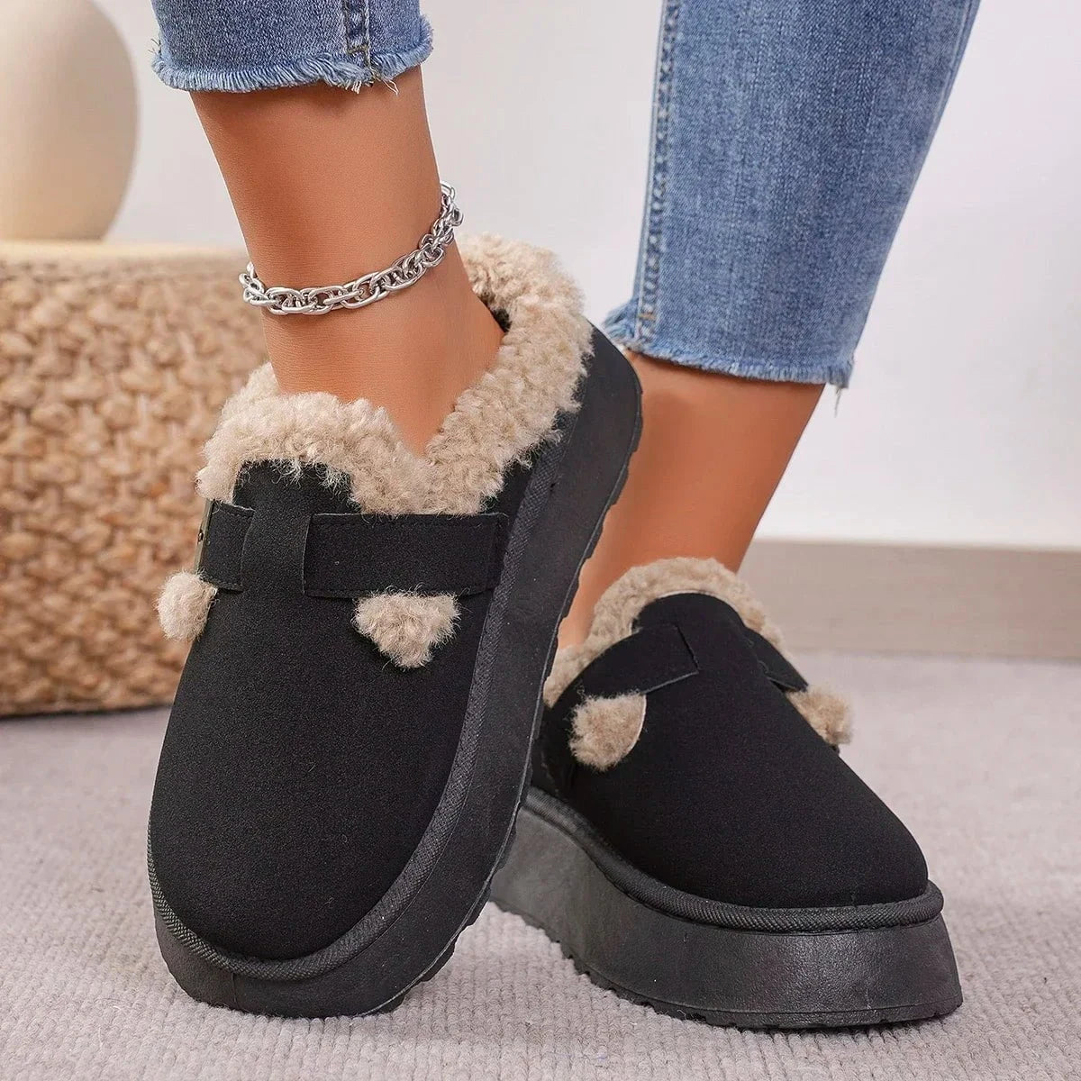 Lavinque Slippers Noir / 35 Mules Hiver | Doublure Chaude & Semelle Confort | Cocooning & Style