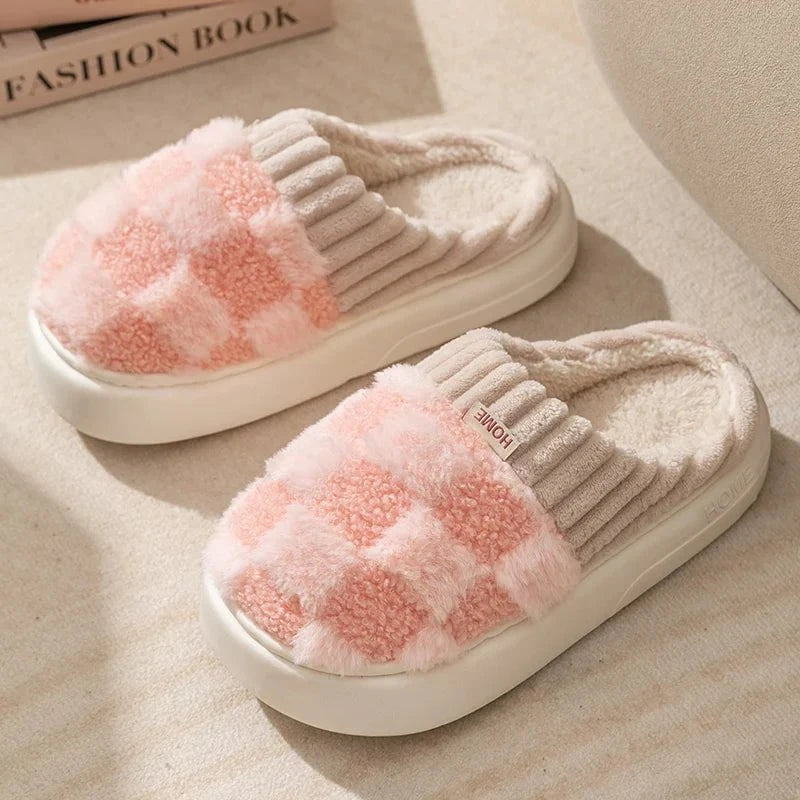 Lavinque Slippers Rose / 37 Chaussons d’intérieur fourrés | Rose et gris | Chaleur et confort absolu