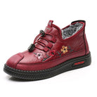 Lavinque Sneakers Baskets Confort à Broderies | Rouge Vin | Semelle Épaisse Antidérapante