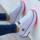 Lavinque Sneakers Blanc / 35 Baskets Épaisses en Toile | Sporty | Confort et Style Urbain
