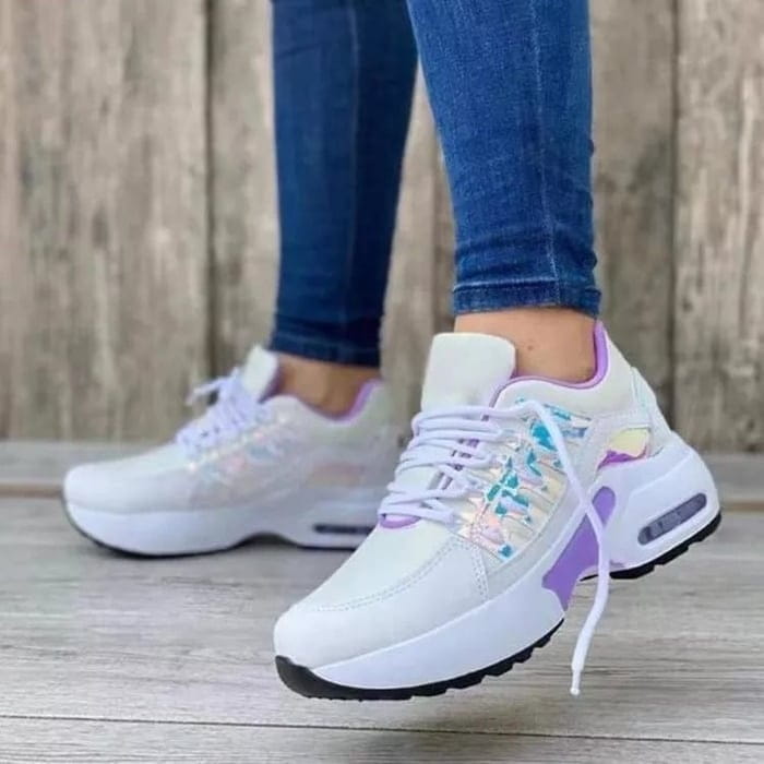Lavinque Sneakers Blanc Pourpre / 35 Baskets sportwear à semelle épaisse | Gris et blanc | Confort et style dynamique