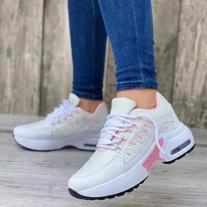 Lavinque Sneakers Blanc Rose / 35 Baskets sportwear à semelle épaisse | Gris et blanc | Confort et style dynamique