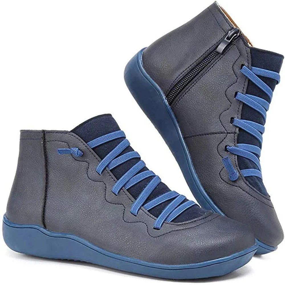 Lavinque Sneakers Bleu / 35 Baskets Montantes | Cuir Synthétique & Fermeture Zippée | Confort & Style