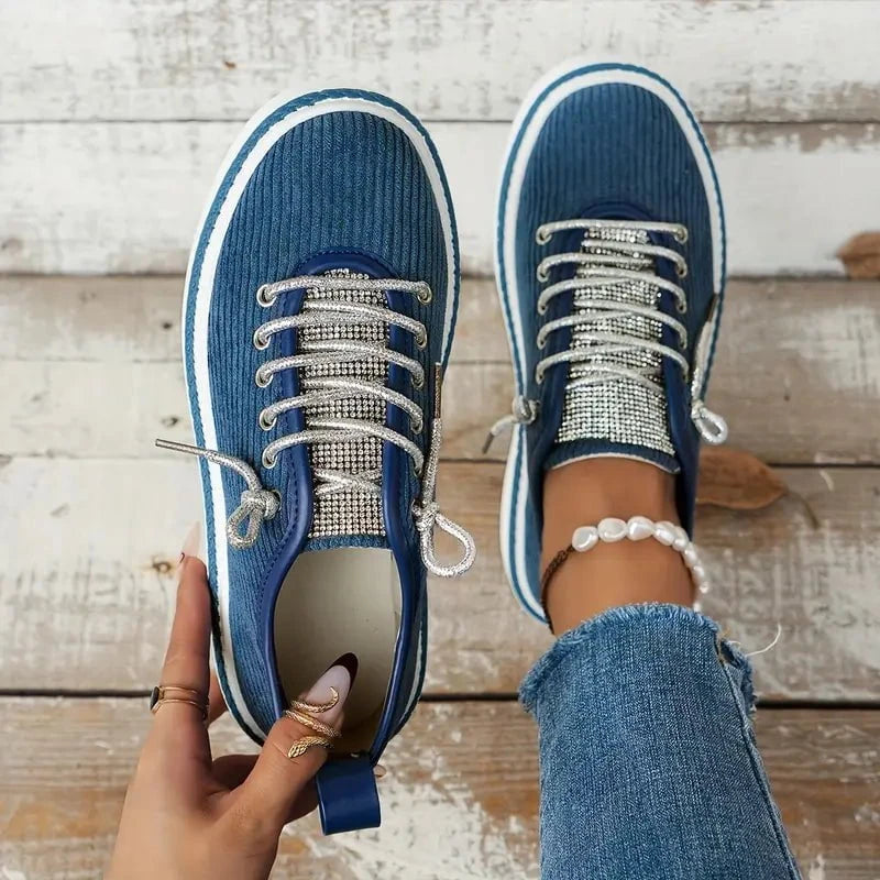 Lavinque Sneakers Bleu / 36 Baskets en velours côtelé | Orange | Tendance et confortables
