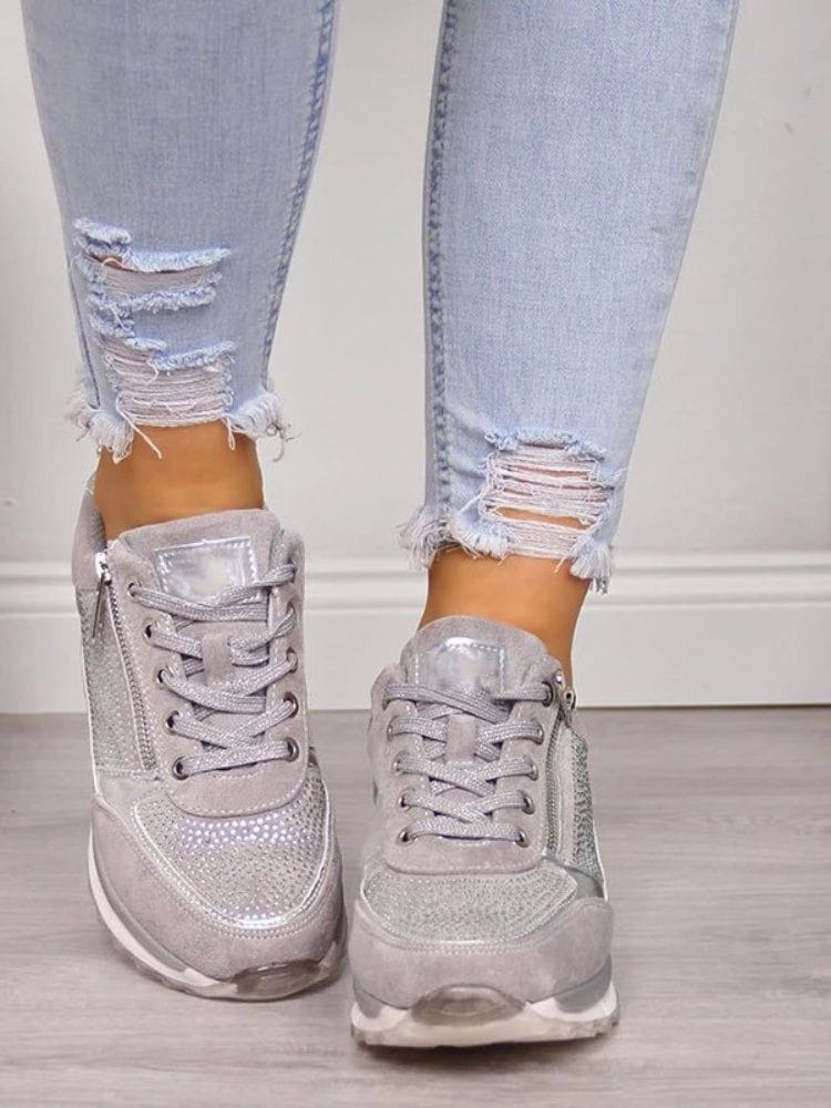 Lavinque Sneakers Gris / 34 Baskets Confort Denim | Décontractées | Légères et Stylées