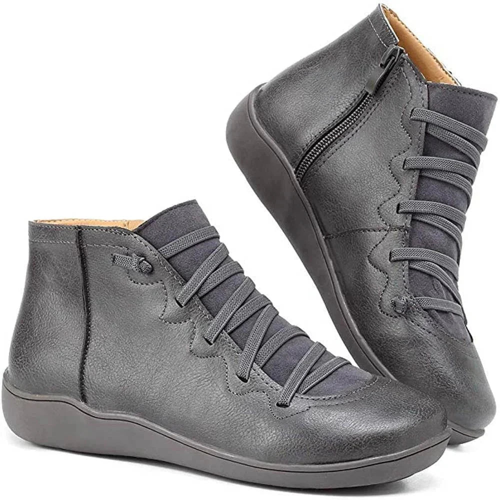 Lavinque Sneakers Gris / 35 Baskets Montantes | Cuir Synthétique & Fermeture Zippée | Confort & Style