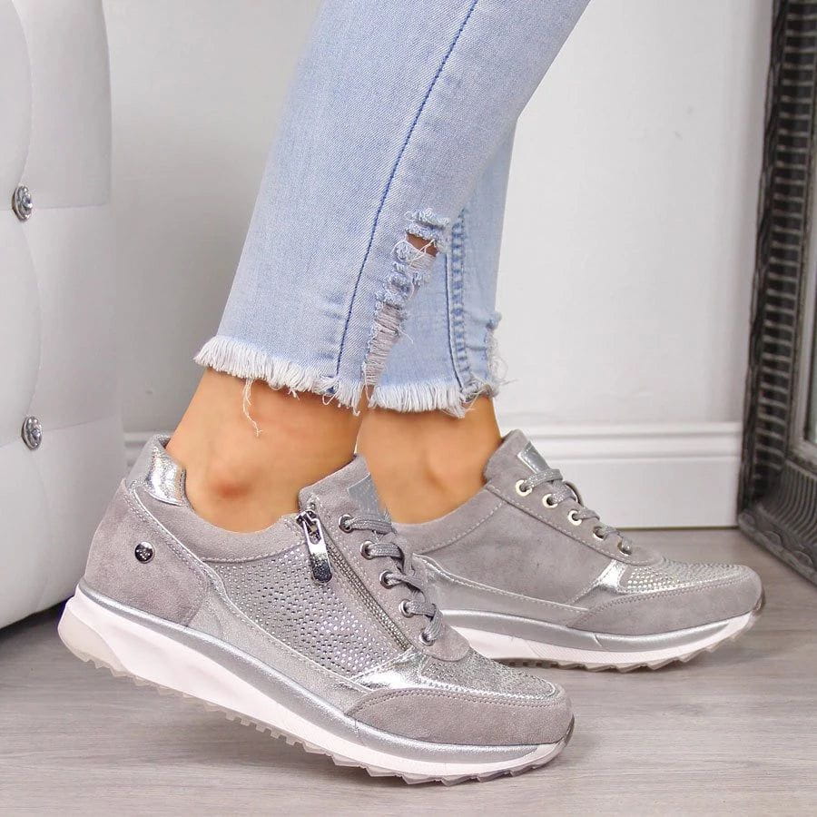 Lavinque Sneakers Gris / 36 Baskets Brillantes | Confort et Style | Tendance et Polyvalence