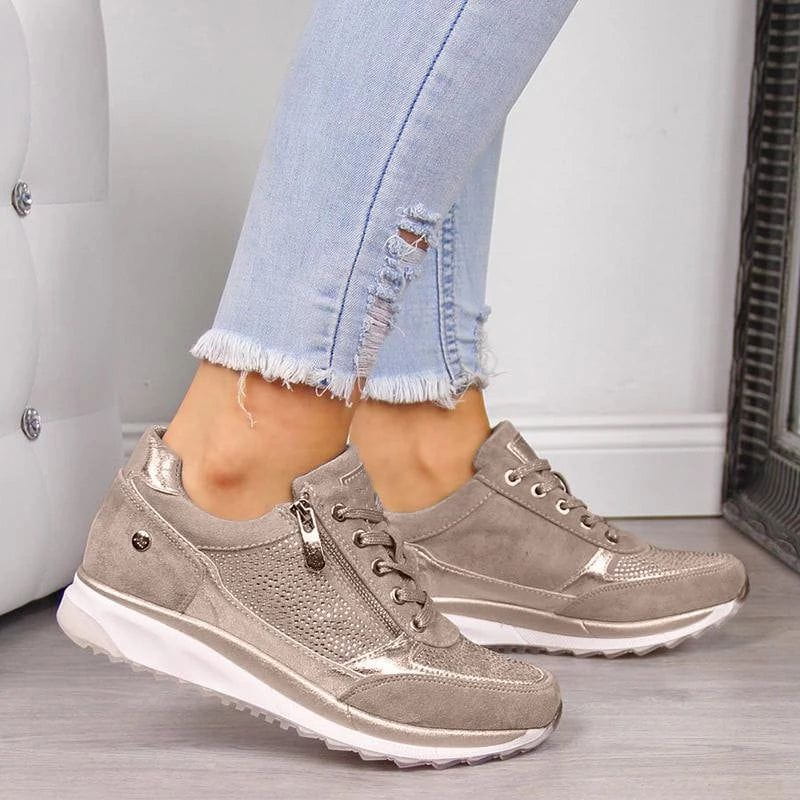 Lavinque Sneakers Kaki / 34 Baskets Confort Denim | Décontractées | Légères et Stylées