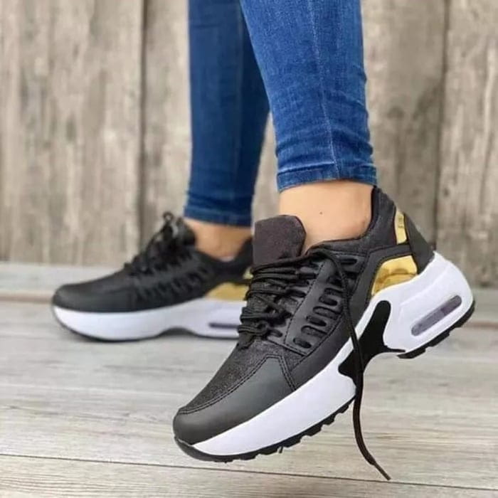 Lavinque Sneakers Noir / 35 Baskets sportwear à semelle épaisse | Gris et blanc | Confort et style dynamique