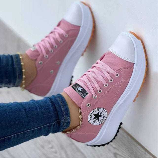 Lavinque Sneakers Rose / 35 Baskets Épaisses en Toile | Sporty | Confort et Style Urbain