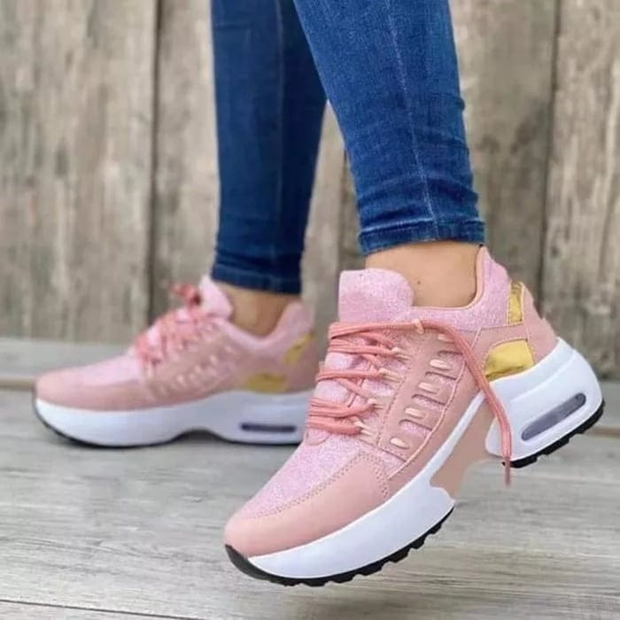Lavinque Sneakers Rose / 35 Baskets sportwear à semelle épaisse | Gris et blanc | Confort et style dynamique