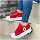 Lavinque Sneakers Rouge / 35 Baskets Épaisses en Toile | Sporty | Confort et Style Urbain