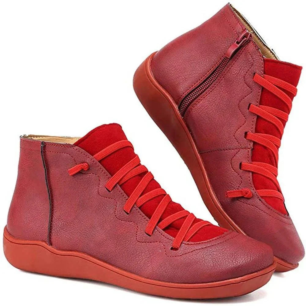 Lavinque Sneakers Rouge / 35 Baskets Montantes | Cuir Synthétique & Fermeture Zippée | Confort & Style