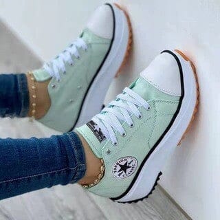 Lavinque Sneakers Vert / 35 Baskets Épaisses en Toile | Sporty | Confort et Style Urbain