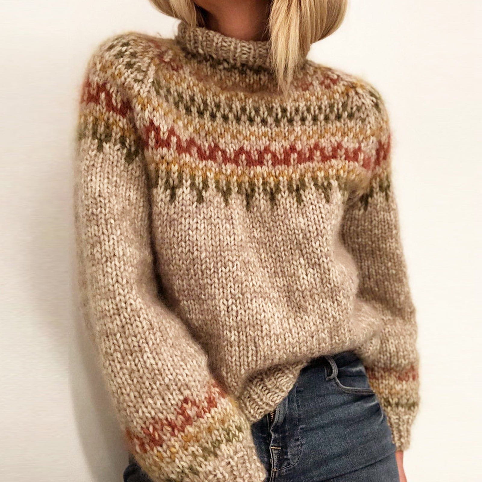 Lavinque Sweater Abricot / S Pull Nordique | Tricot Doux | Chaleur et Tradition