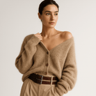 Lavinque Sweater Beige / S Cardigan Duveteux Brun | Décolleté en V | Élégance Décontractée