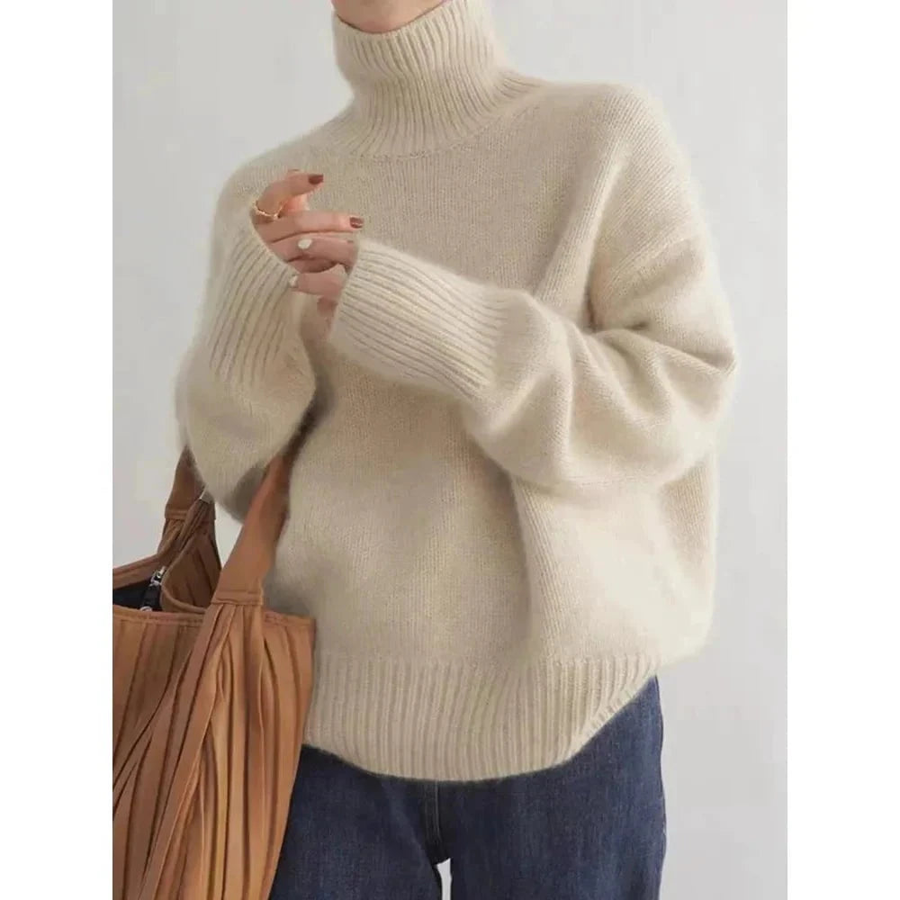 Lavinque Sweater Beige / S Pull à Col Roulé Oversize | Beige Crème | Doux et Intemporel