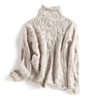Lavinque Sweater Beige / S Pull Col Roulé | Bleu Ciel | Maille Torsadée et Chaleur Hivernale