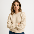 Lavinque Sweater Beige / S Pull Crème Texturé | Maille Ajourée | Doux et Élégant