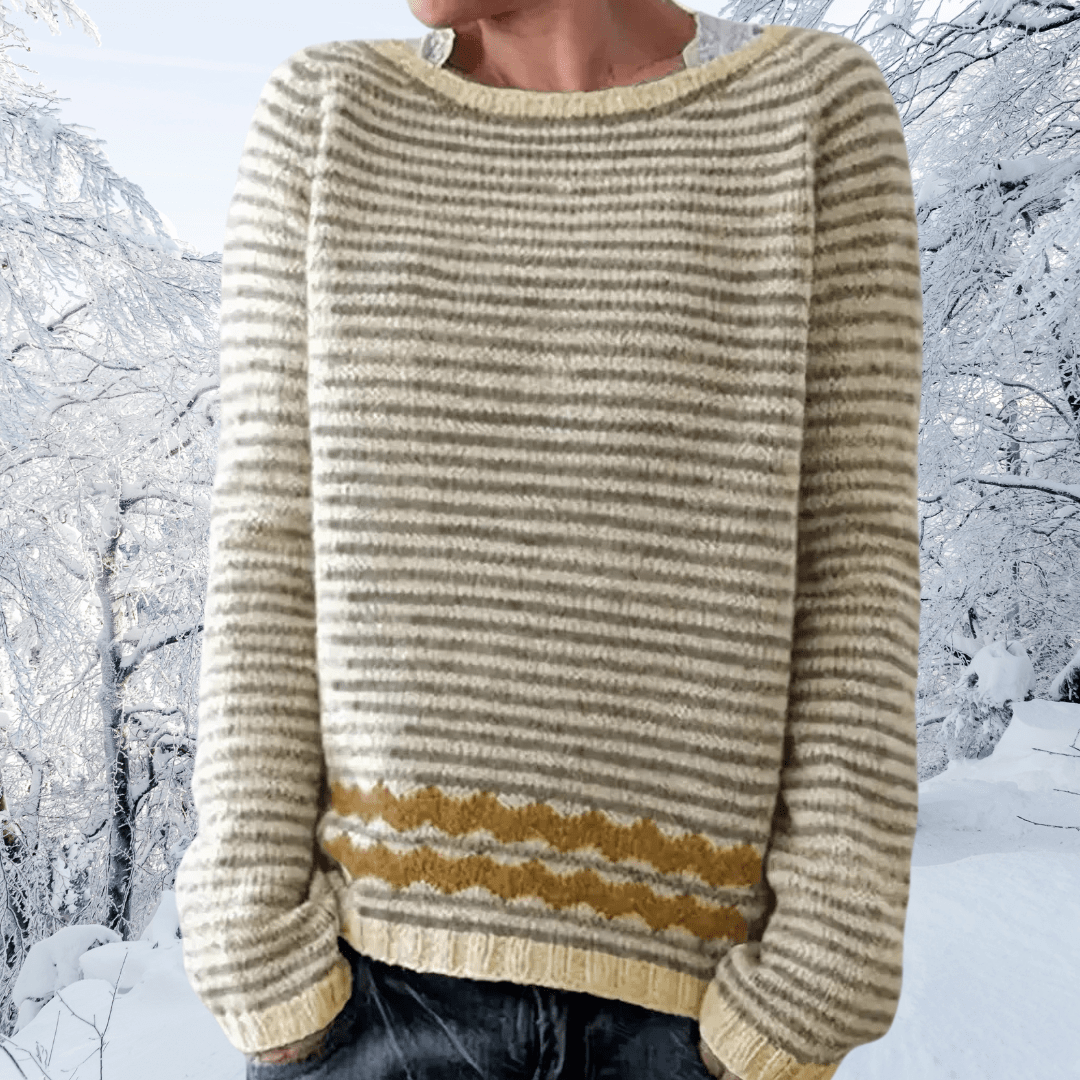 Lavinque Sweater Beige / S Pull en maille rayé | Bleu et gris | Chaleur et style hivernal
