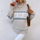 Lavinque Sweater Beige / S Pull Hiver Motif Flocon | Chaud et Confortable | Style Scandinave