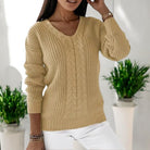 Lavinque Sweater Beige / S Pull Maille Torsadée | Col V | Classique et Confortable