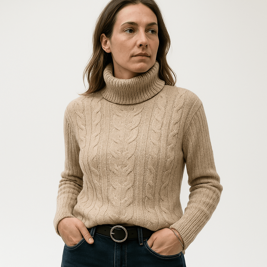 Lavinque Sweater Beige / S Pull Noir Torsadé | Col Roulé | Intemporel & Élégant