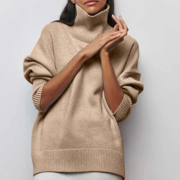 Lavinque Sweater Beige / S Pull Oversize Col Montant | Bleu Poudré | Douillet et Moderne