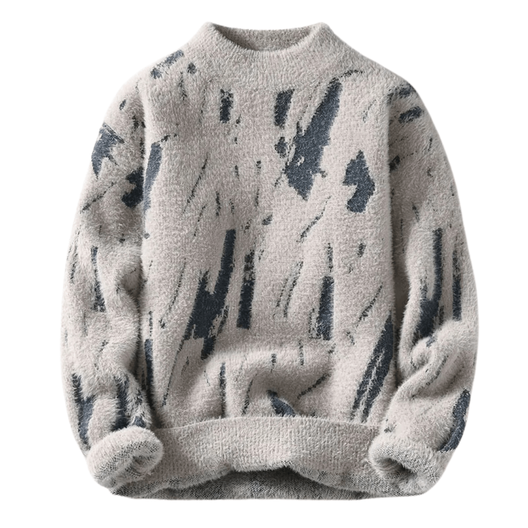 Lavinque Sweater Beige / S Pull Sherpa Graphique | Gris Moucheté | Ultra Douillet et Tendance