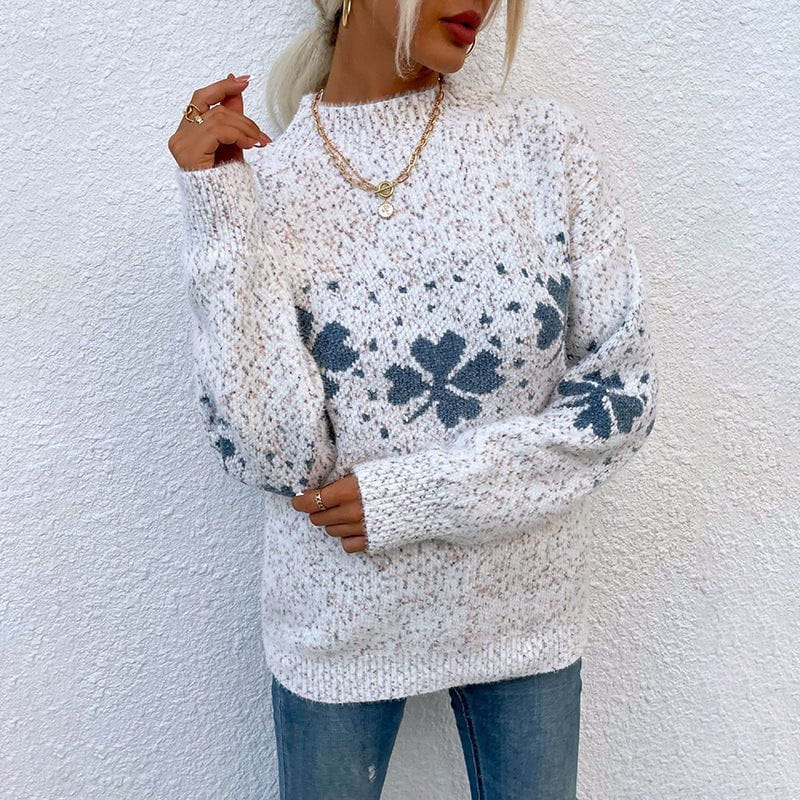Lavinque Sweater Blanc cassé / S Pull Hiver Femme | Chaud et Confortable | Motif Flocon