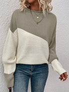 Lavinque Sweater Blanc / S Pull bicolore en maille texturée | Pull | Chaleur et style moderne
