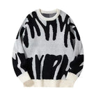 Lavinque Sweater Blanc / S Pull Graphique Oversize | Noir & Gris Clair | Audacieux et Confortable