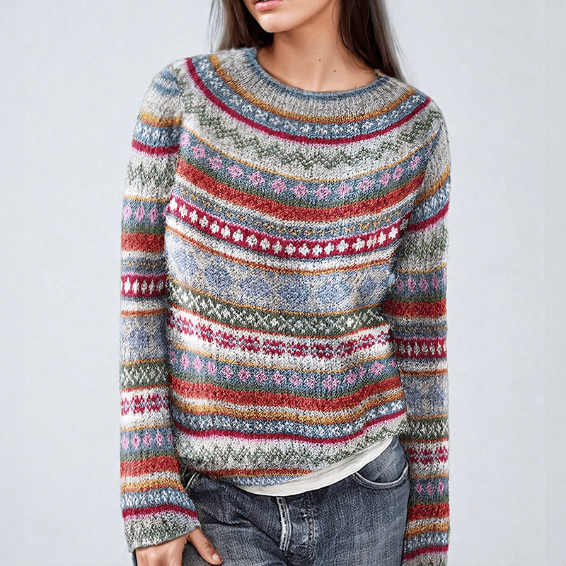 Lavinque Sweater Blanc / S Pull Hivernal | Motifs Bohèmes | Chaleur et Style