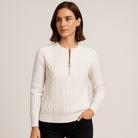 Lavinque Sweater Blanc / S Pull Noir Zippé | Maille Côtelée | Élégant et Polyvalent