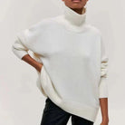 Lavinque Sweater Blanc / S Pull Oversize Col Montant | Bleu Poudré | Douillet et Moderne