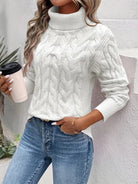 Lavinque Sweater Blanc / S Pull Torsadé Col Montant | Marron Caramel | Douillet et Intemporel