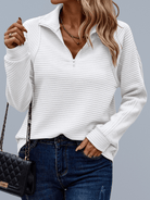 Lavinque Sweater Blanc / S Pull Zippé Rose Poudré | Décontracté | Doux et Stylé
