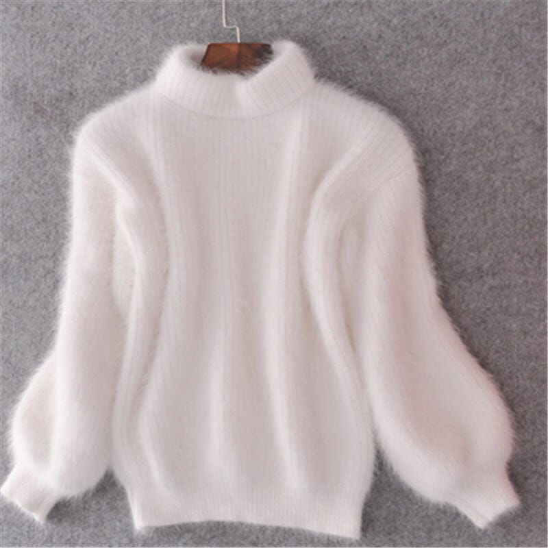 Lavinque Sweater Blanc / Taille unique Pull Doux en Mohair | Chaleur & Élégance | Parfait pour l’Hiver