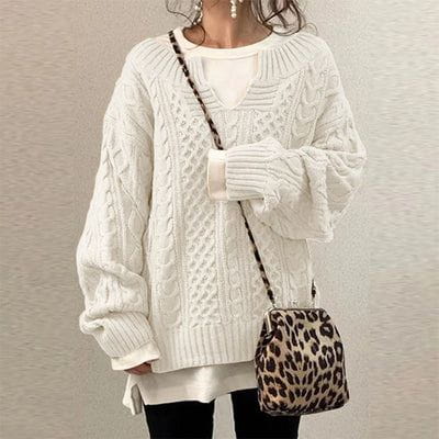 Lavinque Sweater Blanc / XS Pull Oversize en Maille | Hiver | Confort & Style Décontracté
