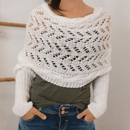 Lavinque Sweater Blanc / XS Pull Tricoté Épaules Dénudées | Gris | Doux et Original