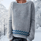 Lavinque Sweater Bleu Clair / S Pull en maille rayé | Bleu et gris | Chaleur et style hivernal