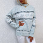 Lavinque Sweater Bleu clair / S Pull Hiver Motif Flocon | Chaud et Confortable | Style Scandinave
