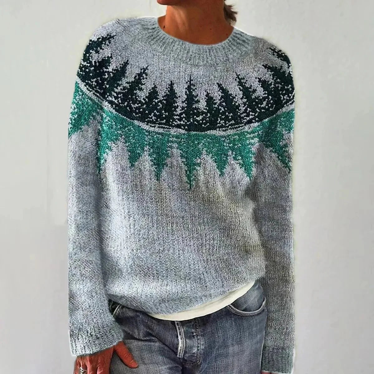 Lavinque Sweater Bleu clair / Vert / S Pull Rayé en Maille | Doux et Coloré | Coupe Décontractée