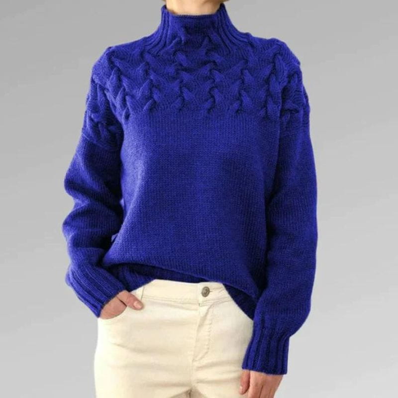 Lavinque Sweater Bleu foncé / S Pull Maille Hiver | Col Montant | Chaleur & Élégance
