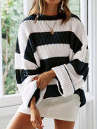 Lavinque Sweater Bleu foncé / S Pull Oversize Femme | Doux et Confortable | Motif Rayé