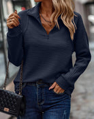 Lavinque Sweater Bleu foncé / S Pull Zippé | Tricot Doux | Confort et Style